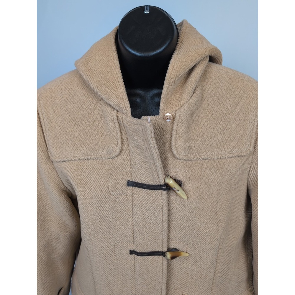 L.L. Bean Tan Hooded Toggle Coat